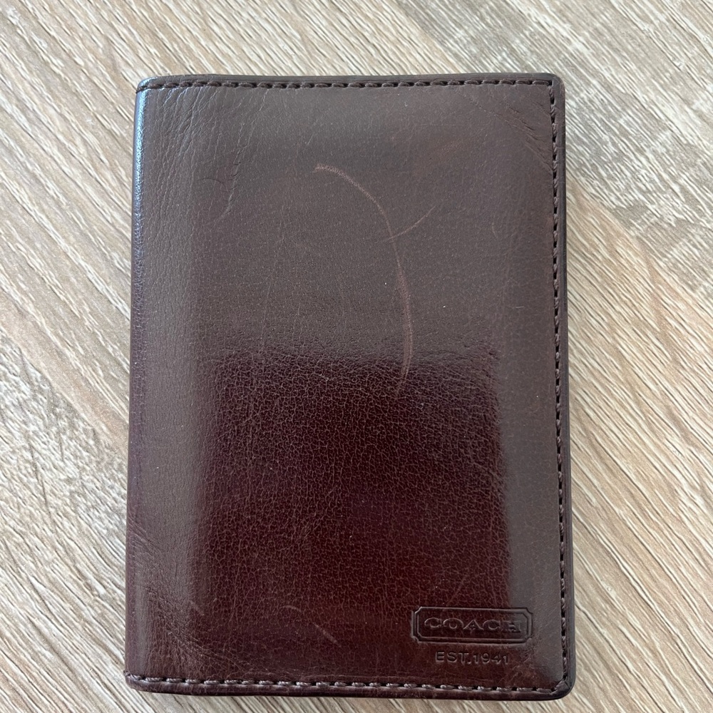 Men’s Dark Brown Water Buffalo Authentic Coach Slimfold Wallet Made in India